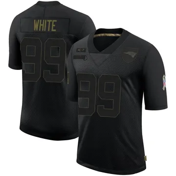 Youth New England Patriots Keion White Black Limited 2020 Salute To Service Jersey By Nike