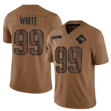 Youth New England Patriots Keion White Brown Limited 2023 Salute To Service Jersey By Nike