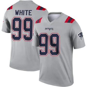 Youth New England Patriots Keion White Gray Legend Inverted Jersey By Nike