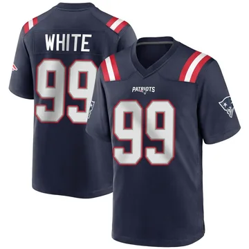Youth New England Patriots Keion White Navy Blue Game Team Color Jersey By Nike