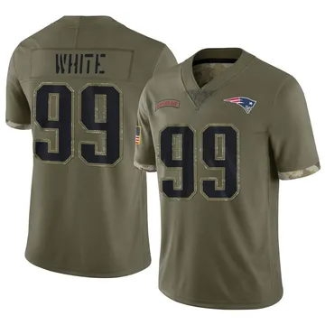 Youth New England Patriots Keion White Olive Limited 2022 Salute To Service Jersey By Nike