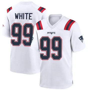 Youth New England Patriots Keion White White Game Jersey By Nike