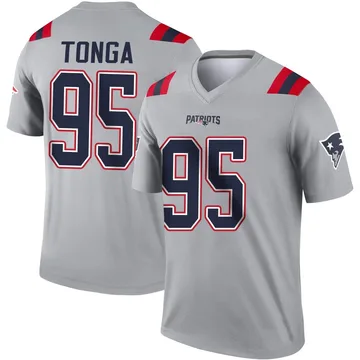 Youth New England Patriots Khyiris Tonga Gray Legend Inverted Jersey By Nike