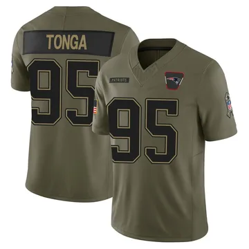 Youth New England Patriots Khyiris Tonga Olive Limited 2025 Salute to Service Jersey By Nike
