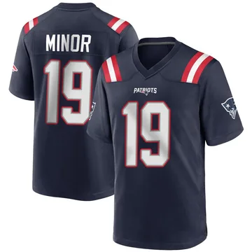 Youth New England Patriots Kobee Minor Navy Blue Game Team Color Jersey By Nike