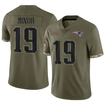 Youth New England Patriots Kobee Minor Olive Limited 2022 Salute To Service Jersey By Nike