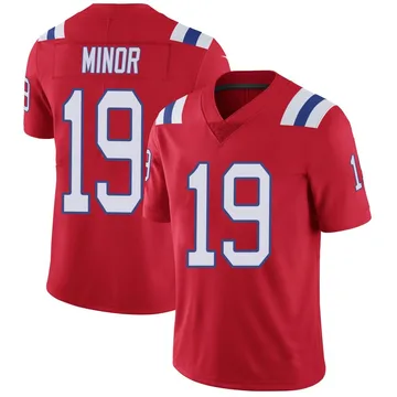 Youth New England Patriots Kobee Minor Red Limited Vapor Untouchable Alternate Jersey By Nike