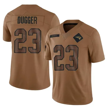 Youth New England Patriots Kyle Dugger Brown Limited 2023 Salute To Service Jersey By Nike