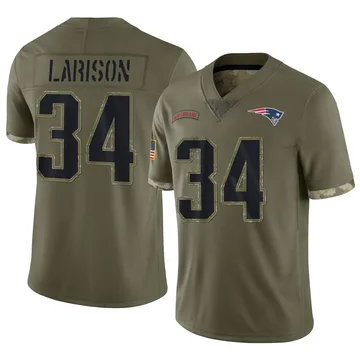 Youth New England Patriots Lan Larison Olive Limited 2022 Salute To Service Jersey By Nike