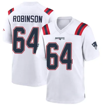 Youth New England Patriots Layden Robinson White Game Jersey By Nike