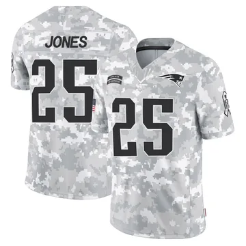Youth New England Patriots Marcus Jones Arctic Camo Limited 2024 Salute to Service Jersey By Nike