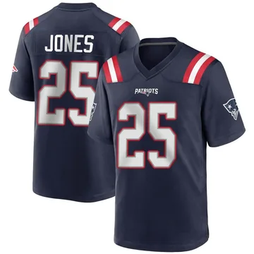 Youth New England Patriots Marcus Jones Navy Blue Game Team Color Jersey By Nike