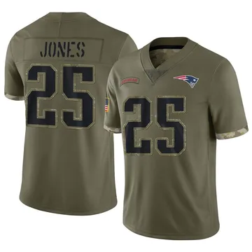 Youth New England Patriots Marcus Jones Olive Limited 2022 Salute To Service Jersey By Nike