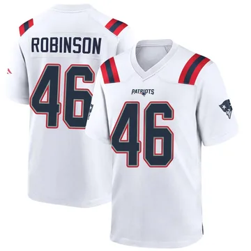 Youth New England Patriots Mark Robinson White Game Jersey By Nike