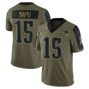 Youth New England Patriots Marte Mapu Olive Limited 2021 Salute To Service Jersey By Nike