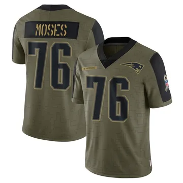 Youth New England Patriots Morgan Moses Olive Limited 2021 Salute To Service Jersey By Nike