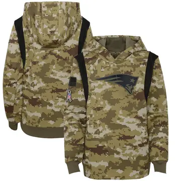 Men's new england patriots nike olive salute to service sideline 2025 therma performance pullover hoodie