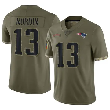 Youth New England Patriots Quinn Nordin Olive Limited 2022 Salute To Service Jersey By Nike