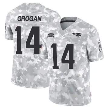 Youth New England Patriots Steve Grogan Arctic Camo Limited 2024 Salute to Service Jersey By Nike