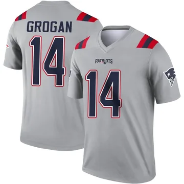Youth New England Patriots Steve Grogan Gray Legend Inverted Jersey By Nike