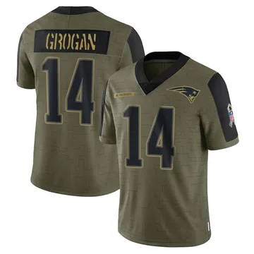 Youth New England Patriots Steve Grogan Olive Limited 2021 Salute To Service Jersey By Nike