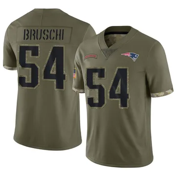 Youth New England Patriots Tedy Bruschi Olive Limited 2022 Salute To Service Jersey By Nike