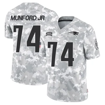 Youth New England Patriots Thayer Munford Jr. Arctic Camo Limited 2024 Salute to Service Jersey By Nike