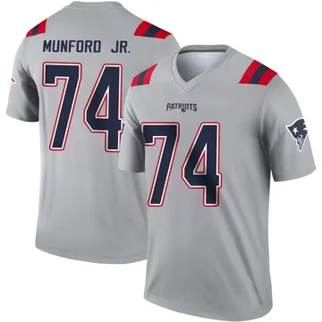 Youth New England Patriots Thayer Munford Jr. Gray Legend Inverted Jersey By Nike