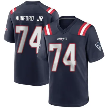 Youth New England Patriots Thayer Munford Jr. Navy Blue Game Team Color Jersey By Nike