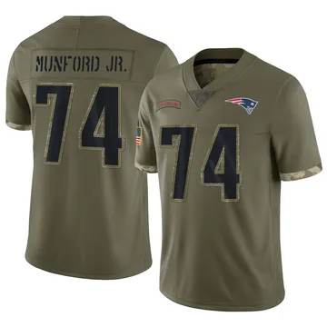 Youth New England Patriots Thayer Munford Jr. Olive Limited 2022 Salute To Service Jersey By Nike