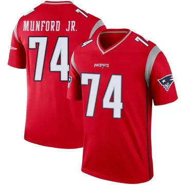 Youth New England Patriots Thayer Munford Jr. Red Legend Inverted Jersey By Nike