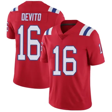 Youth New England Patriots Tommy DeVito Red Limited Vapor Untouchable Alternate Jersey By Nike