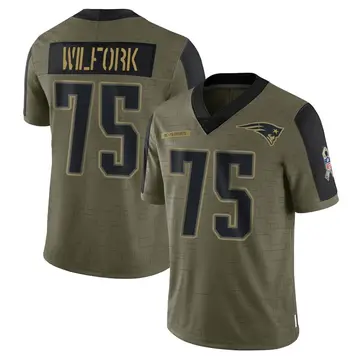 Youth New England Patriots Vince Wilfork Olive Limited 2021 Salute To Service Jersey By Nike
