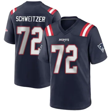 Youth New England Patriots Wes Schweitzer Navy Blue Game Team Color Jersey By Nike