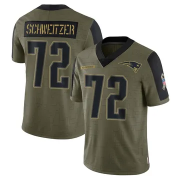 Youth New England Patriots Wes Schweitzer Olive Limited 2021 Salute To Service Jersey By Nike