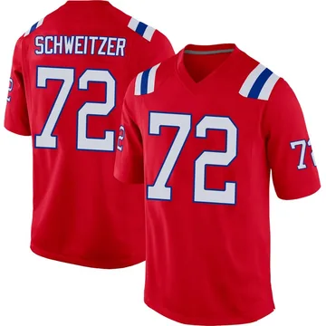 Youth New England Patriots Wes Schweitzer Red Game Alternate Jersey By Nike